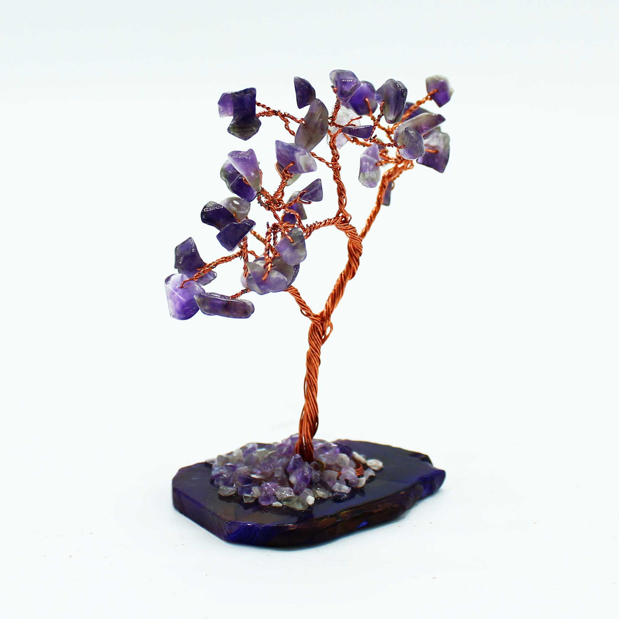 Crystal Tree - Amethyst on Natural Agate Base 35 gemstones - SHAMTAM.COM