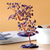 Crystal Tree - Amethyst on Natural Agate Base 35 gemstones - SHAMTAM.COM