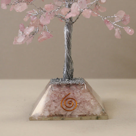 Crystal Tree Rose Quartz with Orgonite Base - 320 Gemstones - SHAMTAM.COM