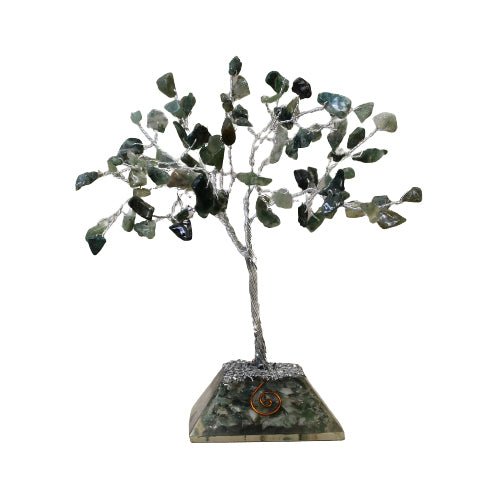 Crystal Tree Moss Agate with Orgonite Base - 80 Gemstones - SHAMTAM.COM