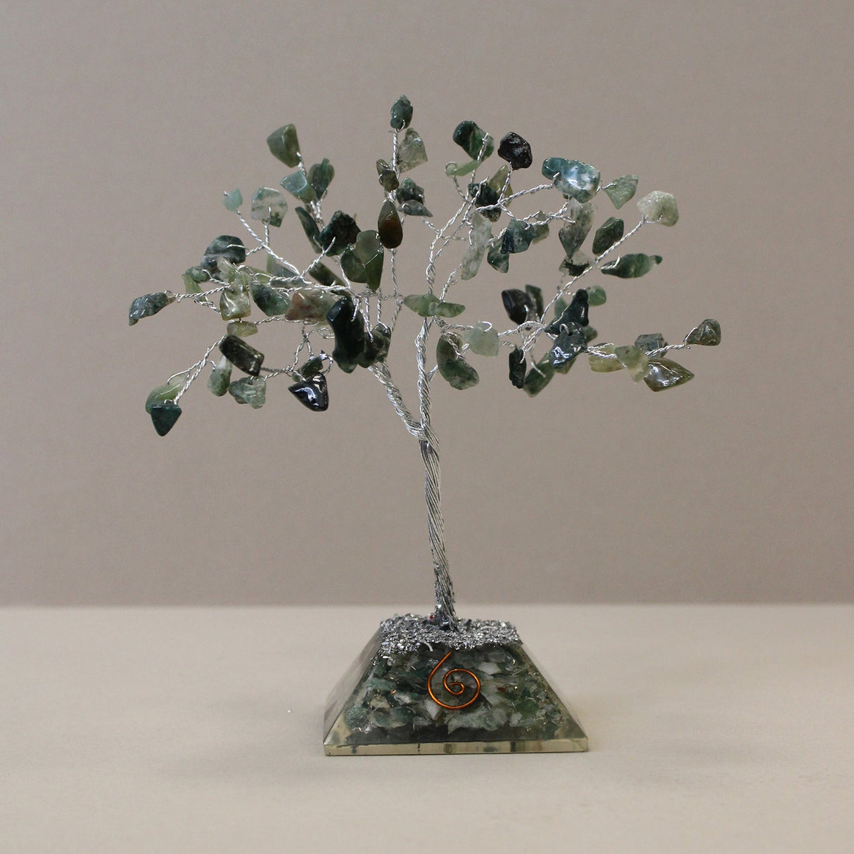 Crystal Tree Moss Agate with Orgonite Base - 80 Gemstones - SHAMTAM.COM