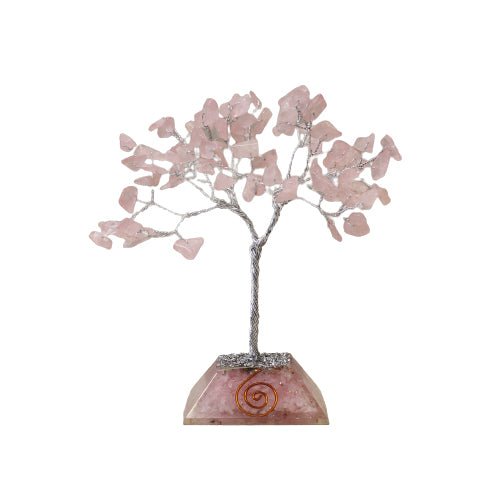 Crystal Tree Rose Quartz with Orgonite Base - 80 Gemstones - SHAMTAM.COM