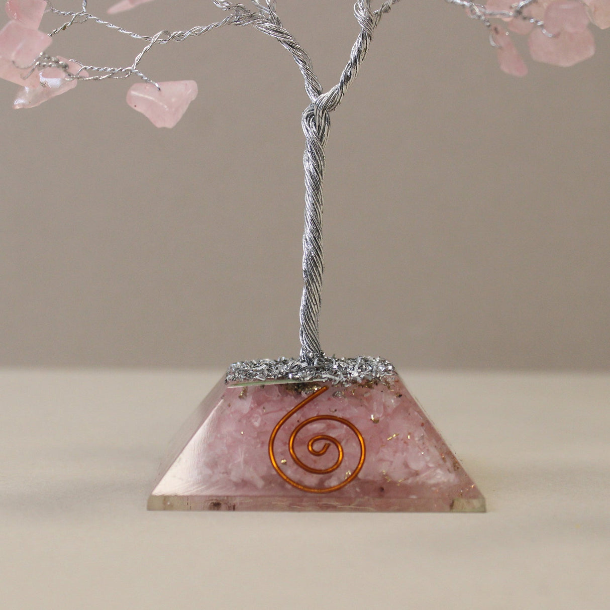 Crystal Tree Rose Quartz with Orgonite Base - 80 Gemstones - SHAMTAM.COM