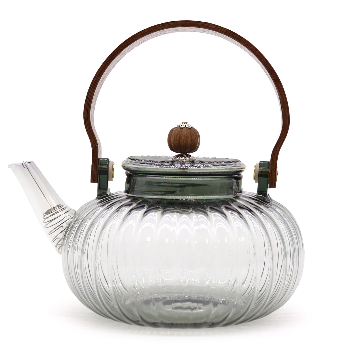 Glass Infuser Teapot - Charcoal Ribbed Pearl - 950ml - SHAMTAM.COM