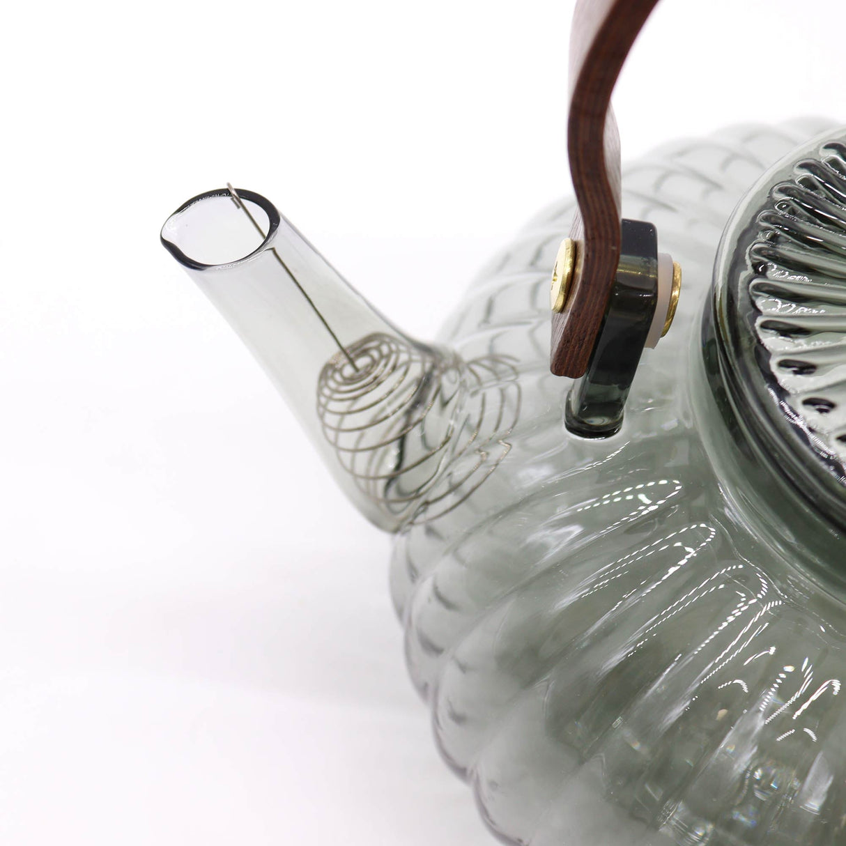 Glass Infuser Teapot - Charcoal Ribbed Pearl - 950ml - SHAMTAM.COM