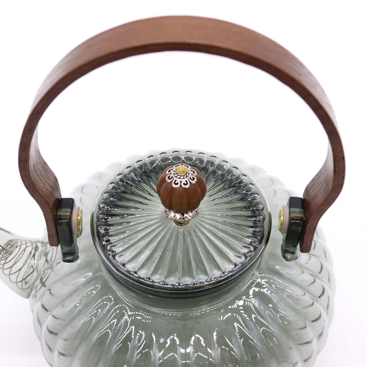 Glass Infuser Teapot - Charcoal Ribbed Pearl - 950ml - SHAMTAM.COM