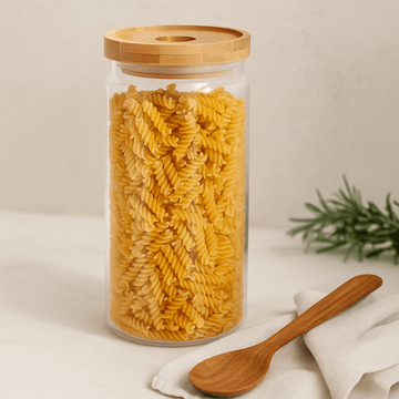 Glass Storage Jar 1200ml Bamboo 20cm