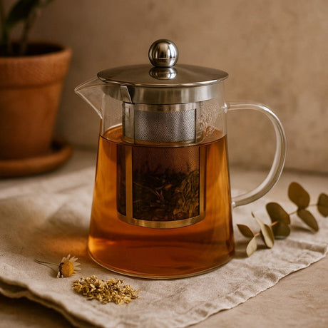 Glass Teapot With Infuser, 750ml Tower Shape - SHAMTAM.COM