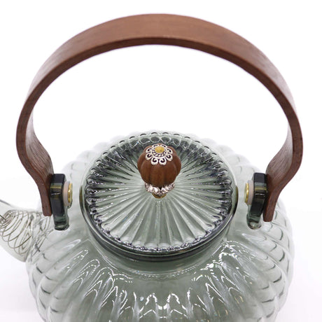 Glass Infuser Teapot - Charcoal Ribbed Pearl - 950ml - SHAMTAM.COM