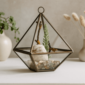 Terrario de Vidrio Pequeño Forma de Diamante