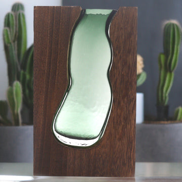 Glas Terrarium Vase med Mørkt Tungtræ