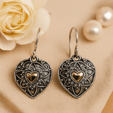 Gold and Silver Dangle Earrings Mandala Hearts Pair - SHAMTAM.COM