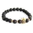 Lava Stone Bracelet Gold Crown Crystal Gemstone - SHAMTAM.COM