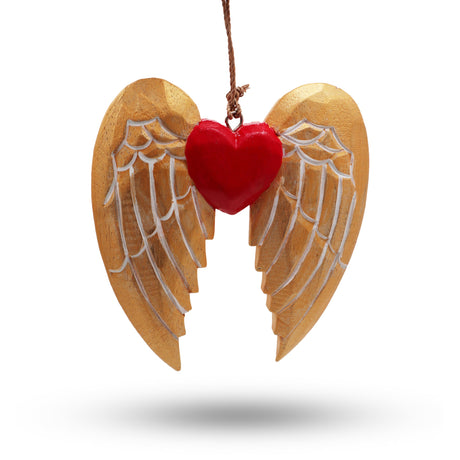 Gold Xmas Angel Wing & Heart - white detail - SHAMTAM.COM