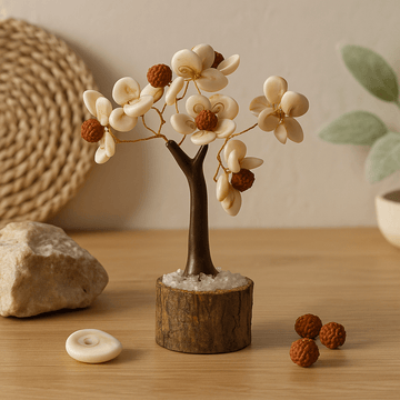 Drzewo Gomati Chakra z koralikami Rudraksha, 45 kamieni