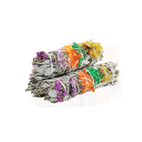 Good Vibes Smudge Stick: White Sage with Daisy Flower & Limonium Sinuatum (Purple & Lilac Statice) - 10cm - SHAMTAM.COM