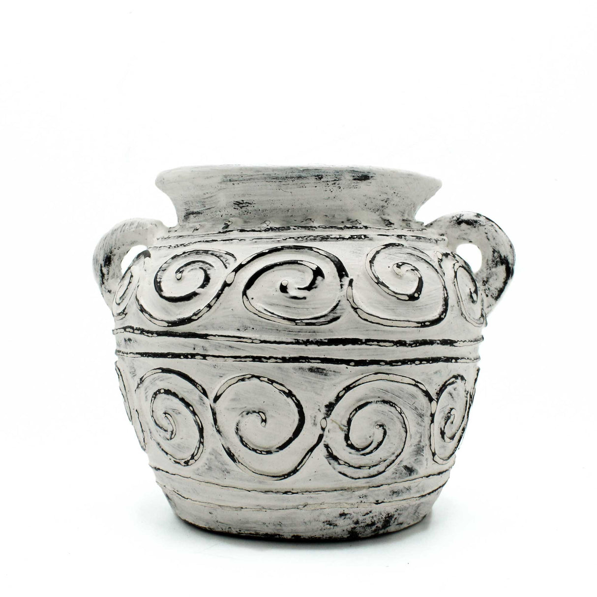 Boho Pot With Handles Greek Clay Plant - Cream 15cm - SHAMTAM.COM