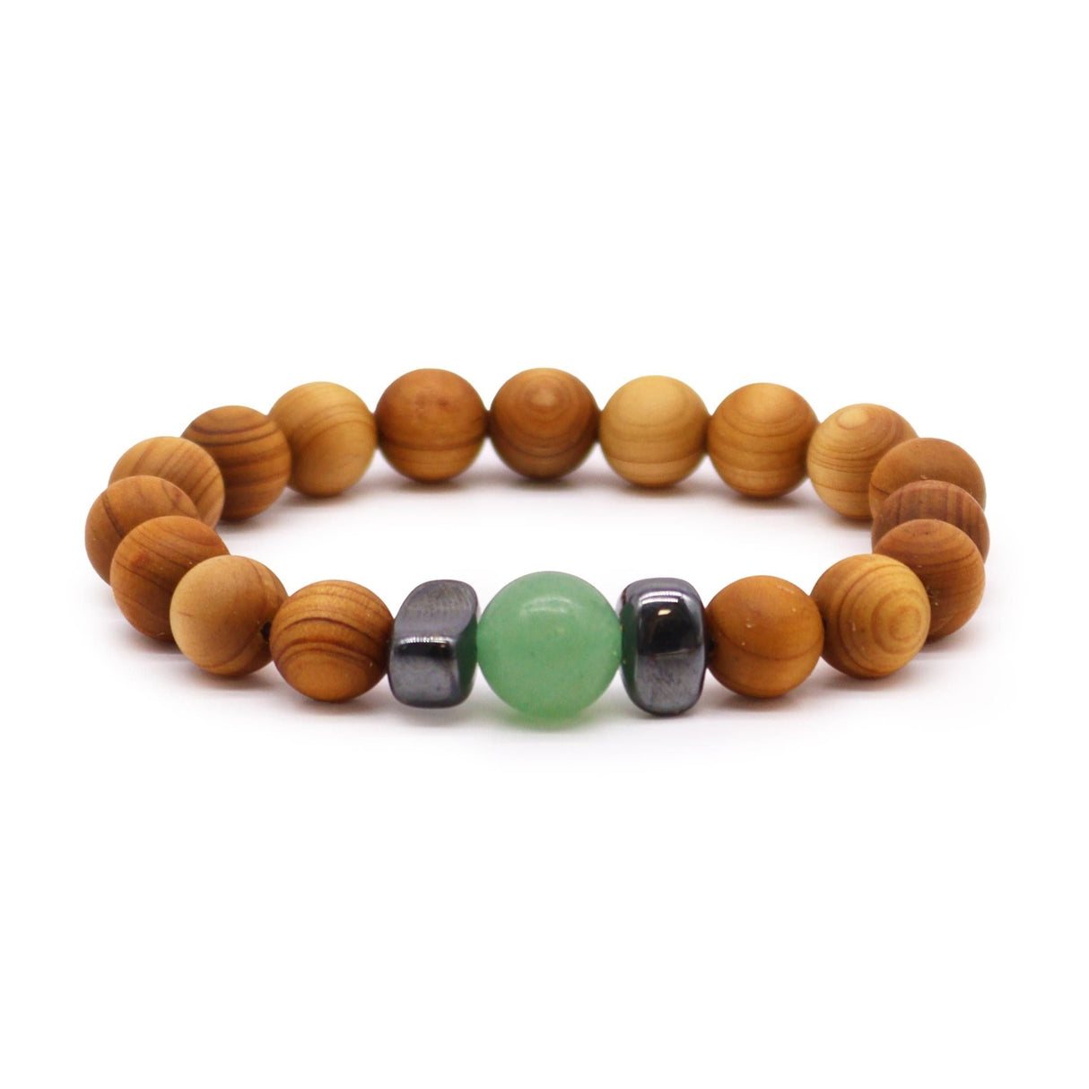 Green Aventurine Bracelet Sacral Chakra Cedarwood - SHAMTAM.COM