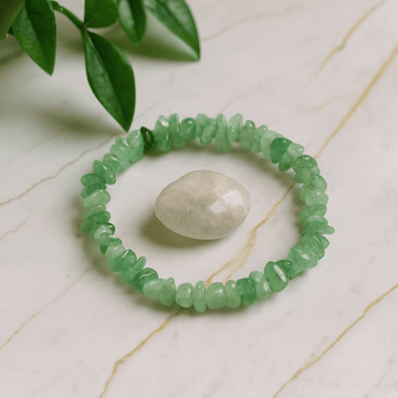 Grøn aventurin stretch armbånd chip sten