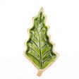 Green Enamel Leaf Mango Wood Serving Bowl 33×17cm - SHAMTAM.COM