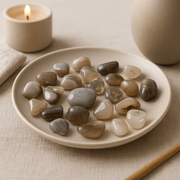 Grey Agate Tumbled Stones Botswana 24 Pieces