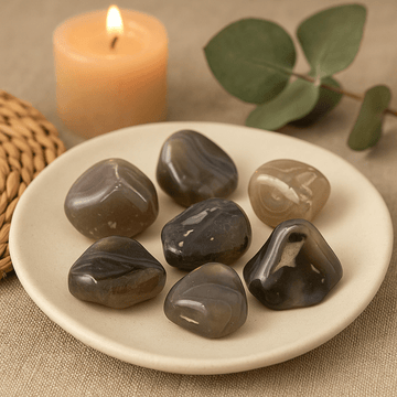 Grey Agate Tumbled Stones – Botswana Set of 6