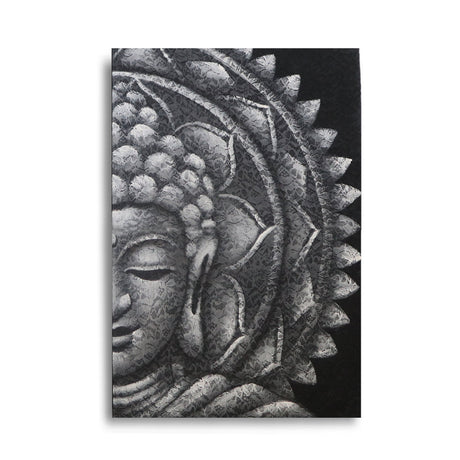 Grey Half Buddha Mandala 60x80cm - SHAMTAM.COM