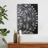 Grey Half Buddha Mandala 60x80cm - SHAMTAM.COM