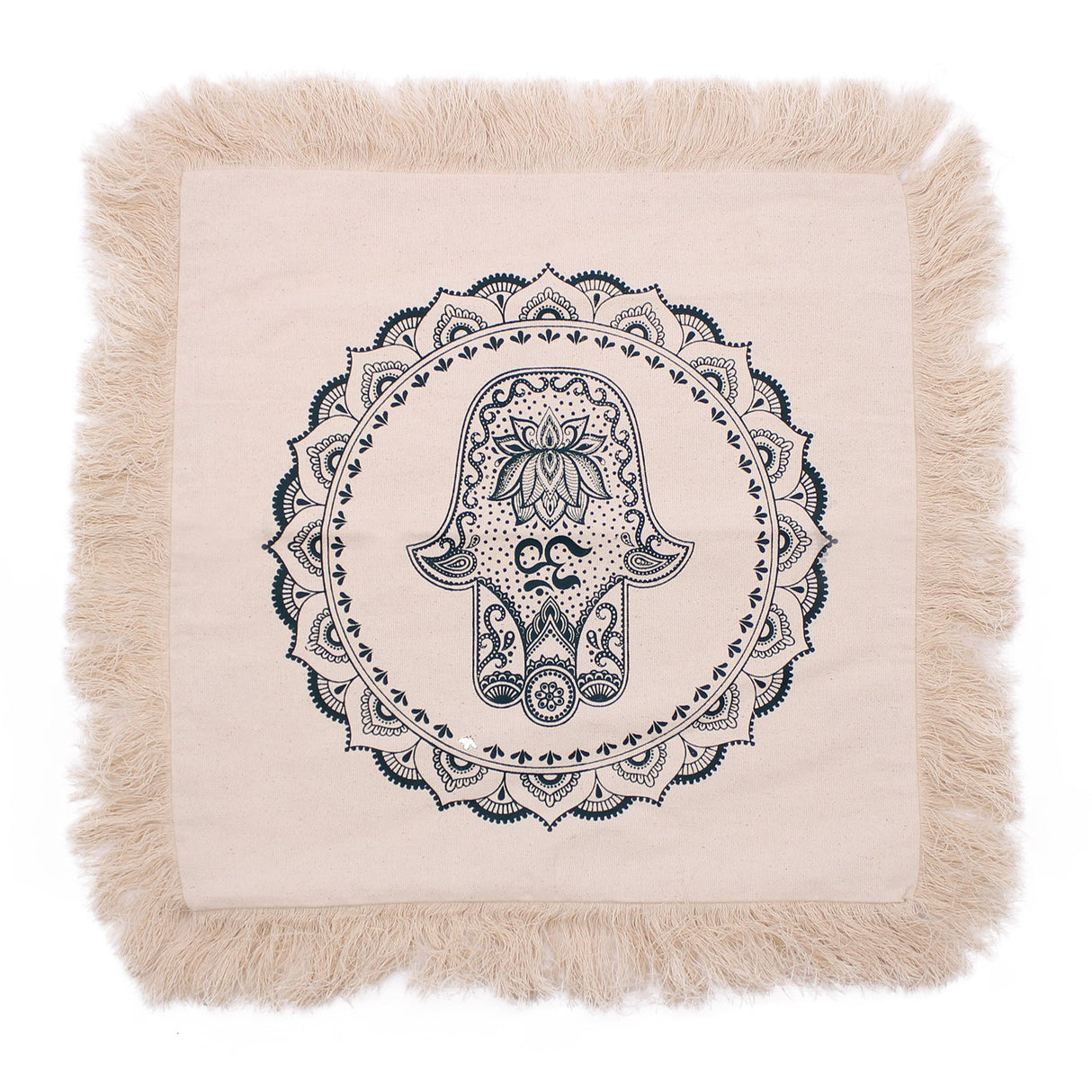 Hamsa Mandala Cushion - 45x45cm - green - SHAMTAM.COM