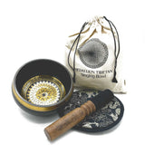 Singing Bowl Gift Set - 14cm - Round Medallions - Hand Beaten & Engraved - SHAMTAM.COM