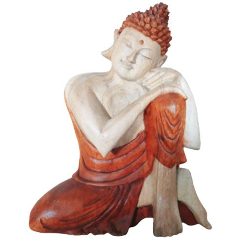 Hand Carved Buddha Statue - 25cm Thinking - SHAMTAM.COM