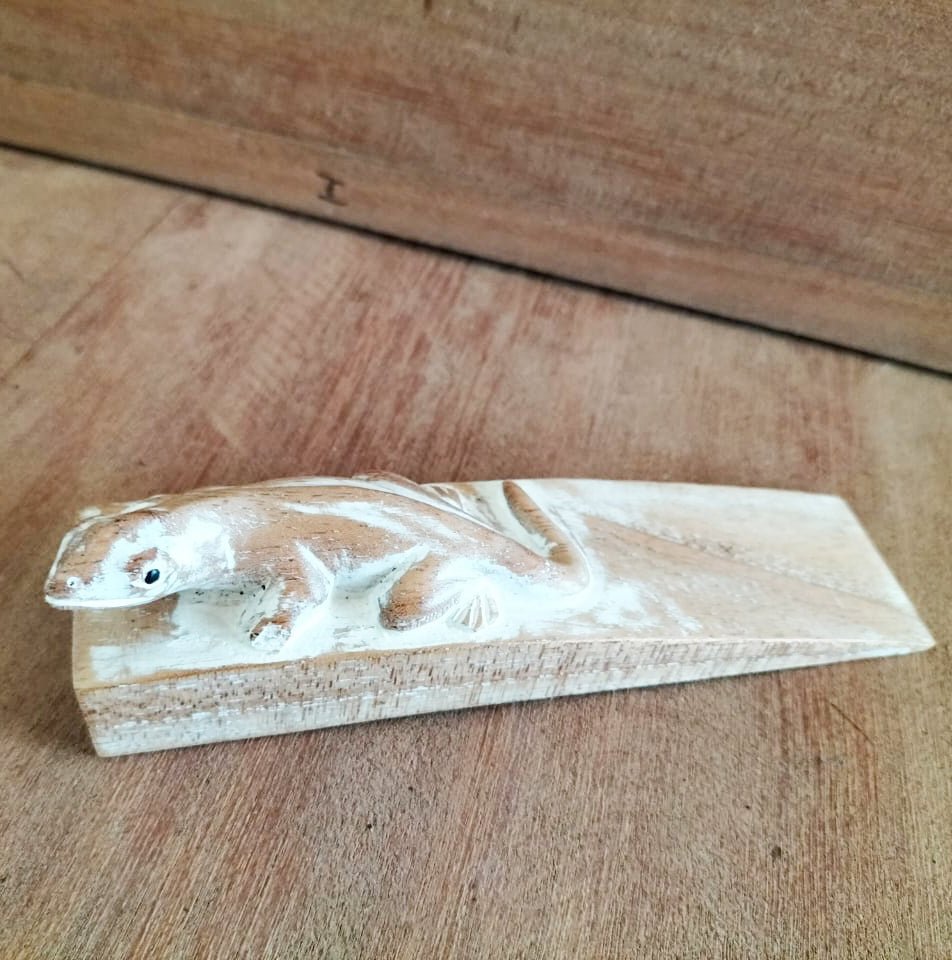 Decorative Door Stop - Hand carved - Gecko - SHAMTAM.COM