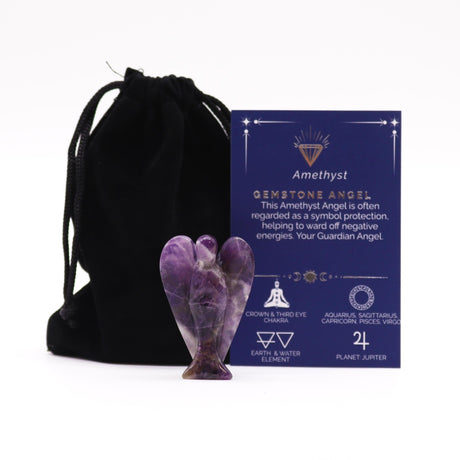Hand Carved Gemstone Angel - Amethyst - SHAMTAM.COM