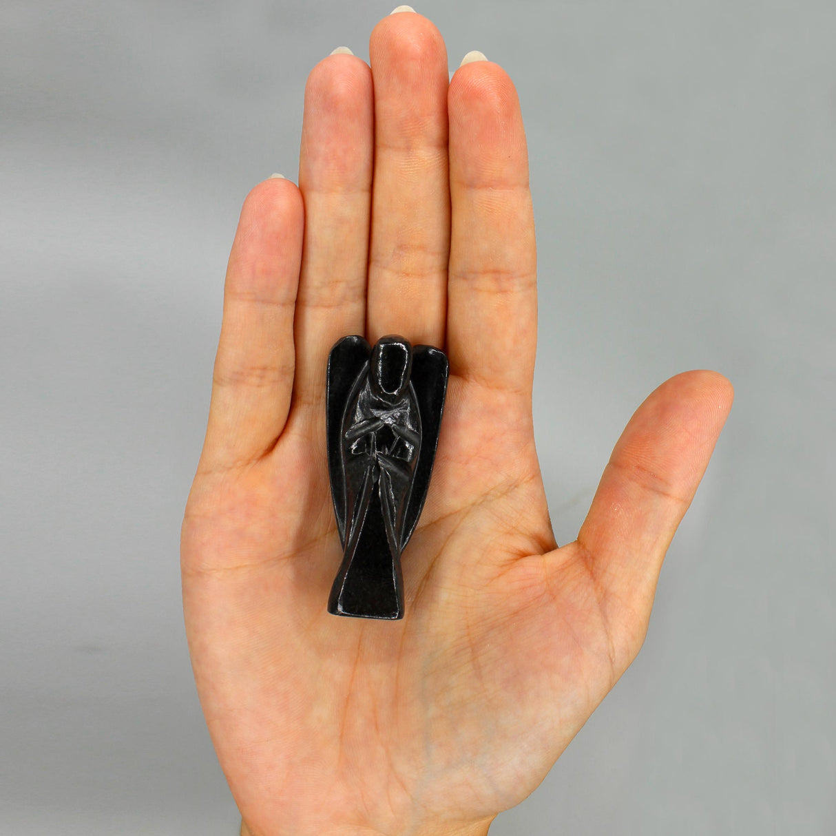 Black Agate Angel - Hand Carved Gemstone - SHAMTAM.COM