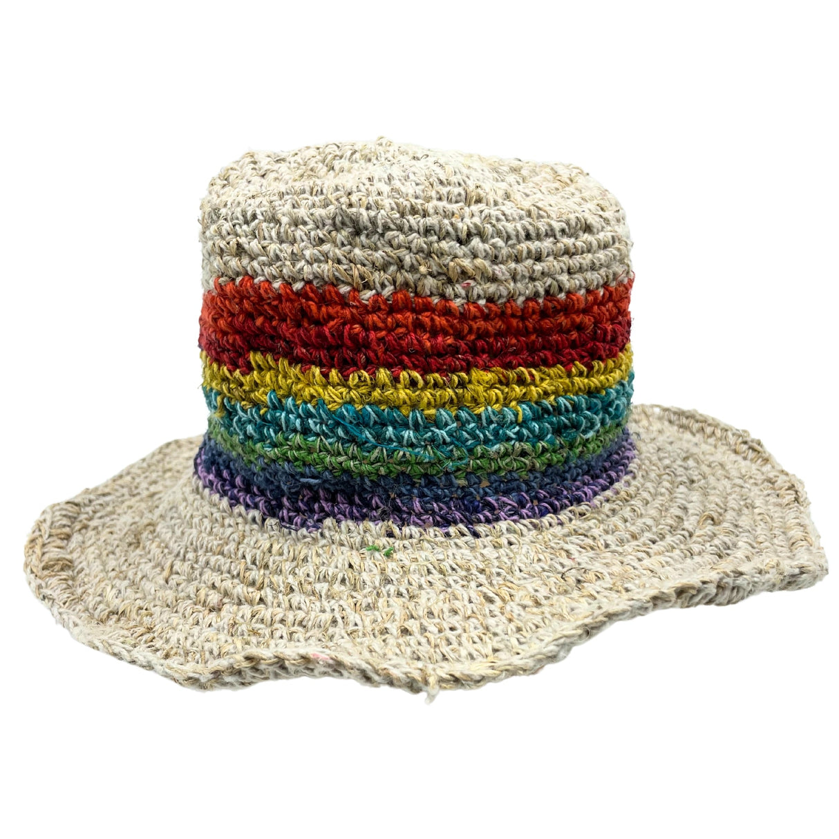 Boho Hat - Hand - Knited Hemp & Cotton Rainbow - SHAMTAM.COM