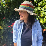 Boho Hat - Hand - Knited Hemp & Cotton Rainbow - SHAMTAM.COM