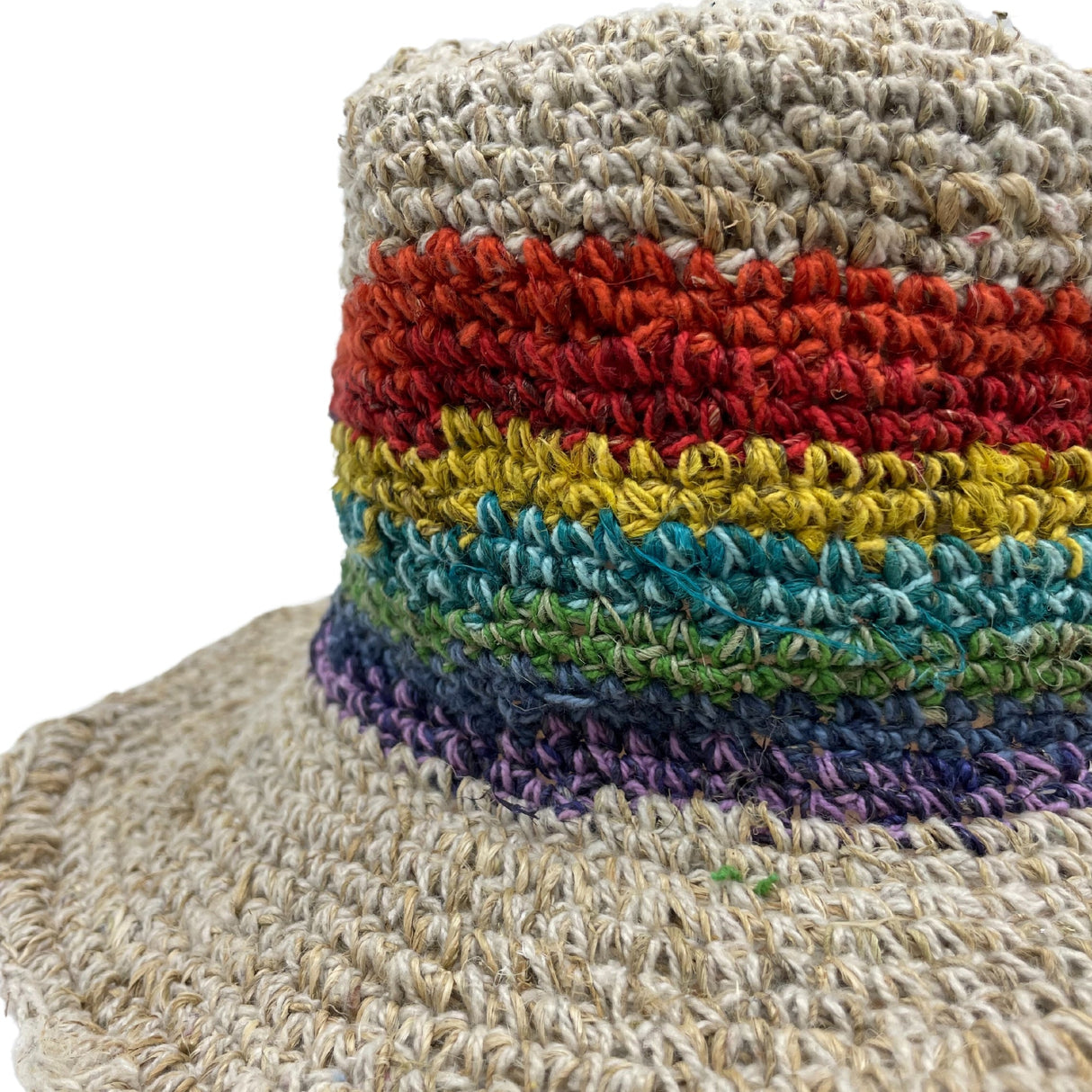 Boho Hat - Hand - Knited Hemp & Cotton Rainbow - SHAMTAM.COM