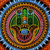 Handbrushed Cotton Wall Art - Hamsa - SHAMTAM.COM