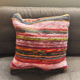 Handcrafted Aqua Blue Rag Rug Cushion Covers - Vibrant Multicolor Woven Throw Pillow for Home Decor - SHAMTAM.COM