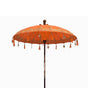 Handcrafted Bali Patio Parasol - 2m Orange Cotton Canopy with Gold Patterns and Tassels - UK Mainland Shipping Only - SHAMTAM.COM