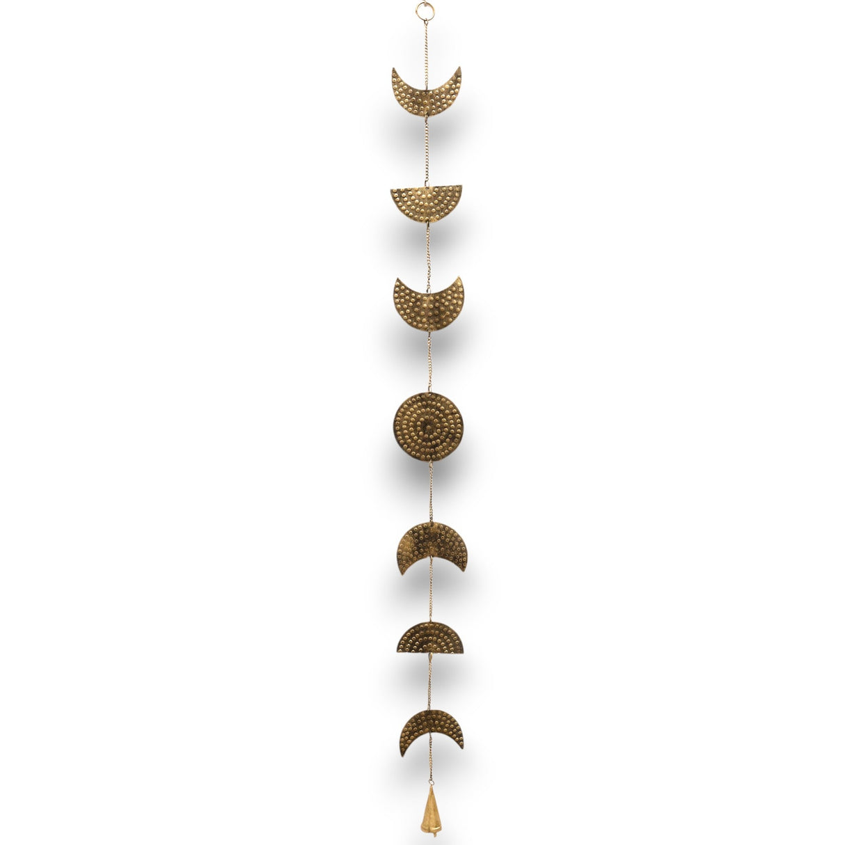 Handcrafted Brass Moon Phases Wind Chime with Soothing Bell - Bohemian Home Decor - SHAMTAM.COM