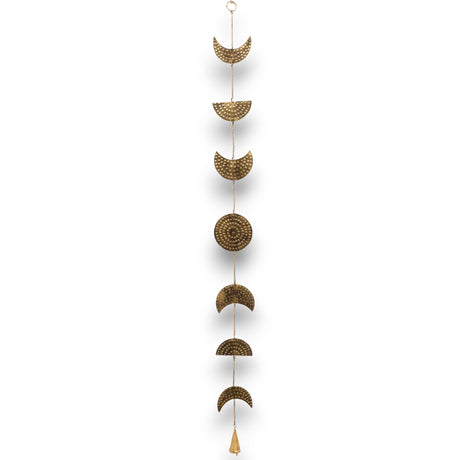 Handcrafted Brass Moon Phases Wind Chime with Soothing Bell - Bohemian Home Decor - SHAMTAM.COM
