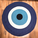 Handcrafted Cotton Rope Evil Eye Rug - 150 cm Round Protective Home Decor - SHAMTAM.COM