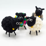 Handcrafted Eco - Friendly White Felt Sheep with Golden Bell Collar - Decorative Home Décor Piece - SHAMTAM.COM