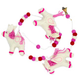 Handcrafted Felt Unicorn Wall Hanging Garland with Pink Accents and Embroidered Details - SHAMTAM.COM
