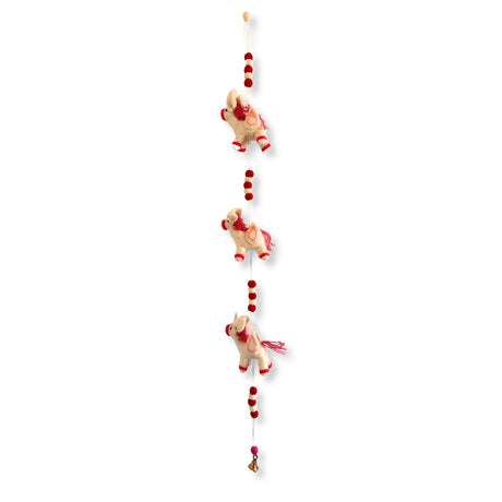 Handcrafted Felt Unicorn Wall Hanging Garland with Pink Accents and Embroidered Details - SHAMTAM.COM
