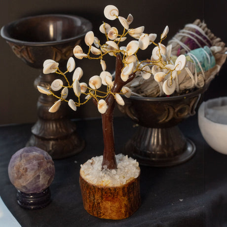 Handcrafted Gomati Chakra Stone Tree with 60 Sacred Stones for Prosperity and Harmony – Natural Wooden Base Decor - SHAMTAM.COM