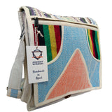 Handcrafted Hemp Laptop Messenger Bag with Geometric Design - Made in Nepal - SHAMTAM.COM