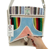 Handcrafted Hemp Laptop Messenger Bag with Geometric Design - Made in Nepal - SHAMTAM.COM