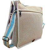 Handcrafted Hemp Laptop Messenger Bag with Geometric Design - Made in Nepal - SHAMTAM.COM